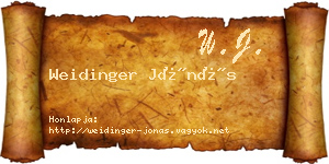 Weidinger Jónás névjegykártya