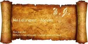 Weidinger Jónás névjegykártya